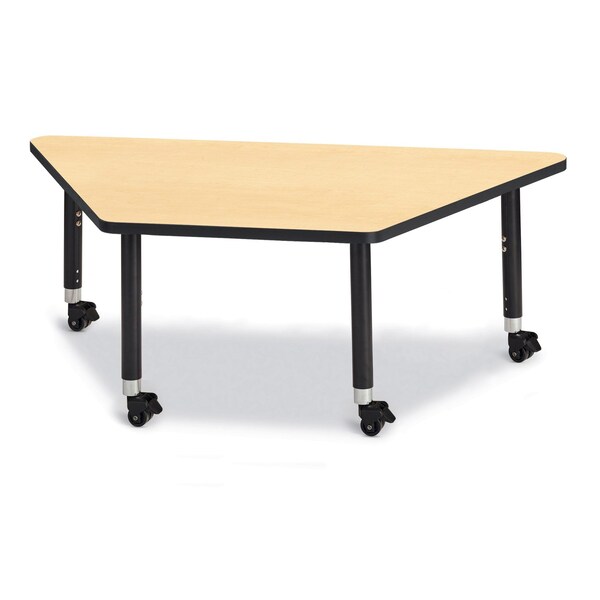 Berries Trapezoid Activity Tables, 30 in. x 60 in., Mobile, Maple/Black/Black